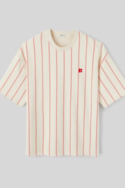 T-shirt broderie poitrine rayé