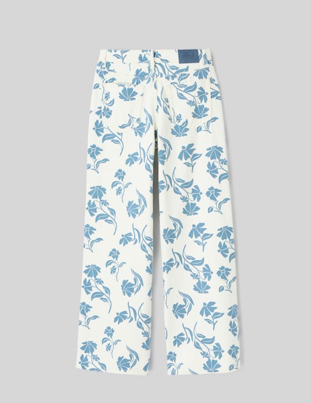 Jean straight imprim&eacute; fleurs