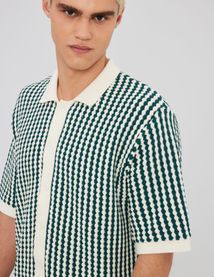 Chemise manches courtes rayée tricot