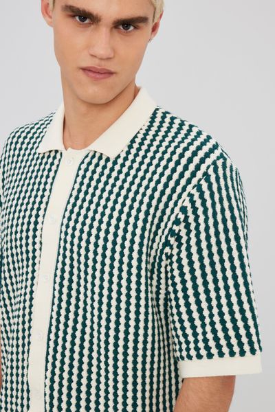 Chemise manches courtes rayée tricot