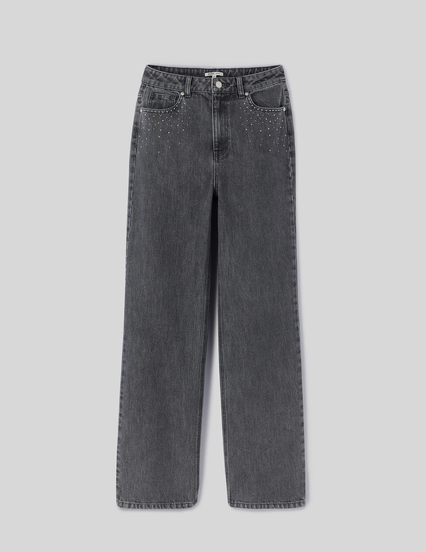 Jean straight &agrave; strass