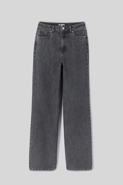 Jean straight &agrave; strass