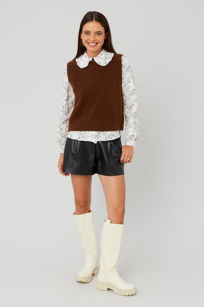 Pull sans manches bouclette