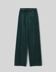 Pantalon wide leg en maille velours