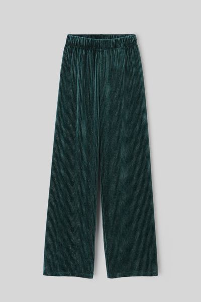 Pantalon wide leg en maille velours
