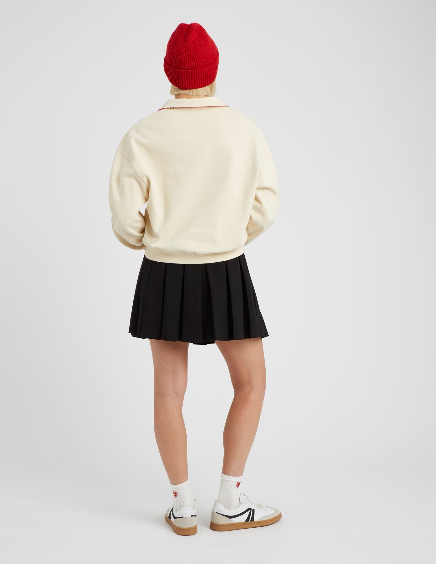 Sweat col polo brod&eacute;