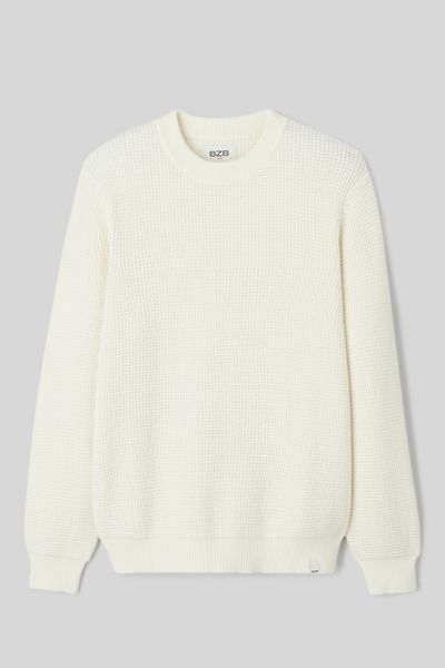 Pull col rond matière fantaisie