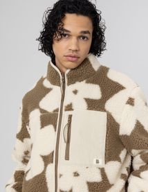 Veste sherpa zipp&eacute;e fleurs