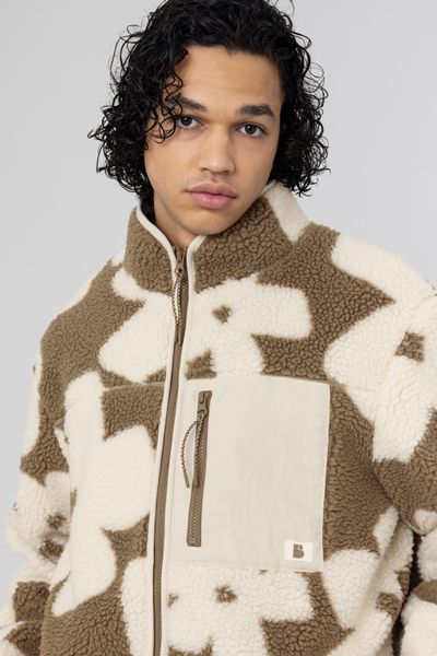 Veste sherpa zipp&eacute;e fleurs