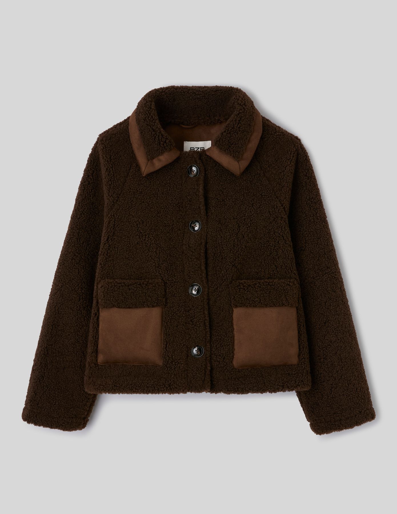 Veste en sherpa d&eacute;tails su&eacute;dine