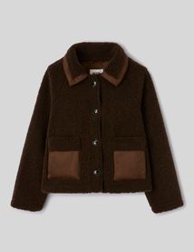Veste en sherpa d&eacute;tails su&eacute;dine