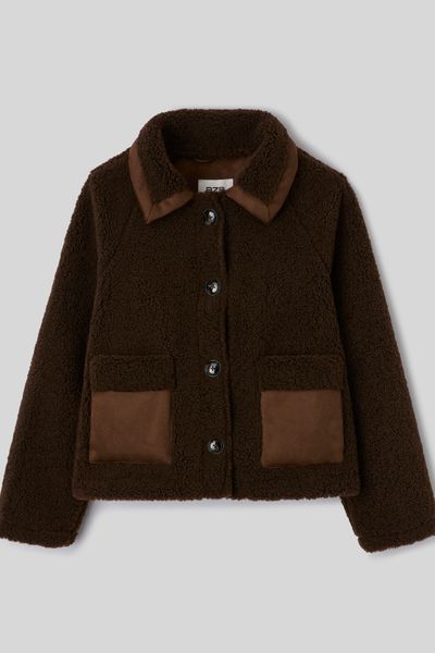 Veste en sherpa d&eacute;tails su&eacute;dine