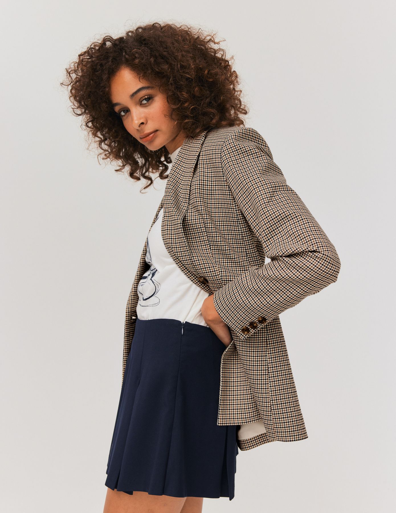 Veste blazer carreaux polyester recyclé