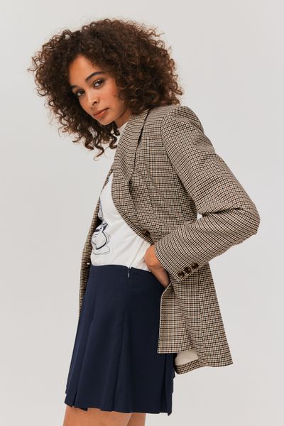 Veste blazer carreaux polyester recyclé