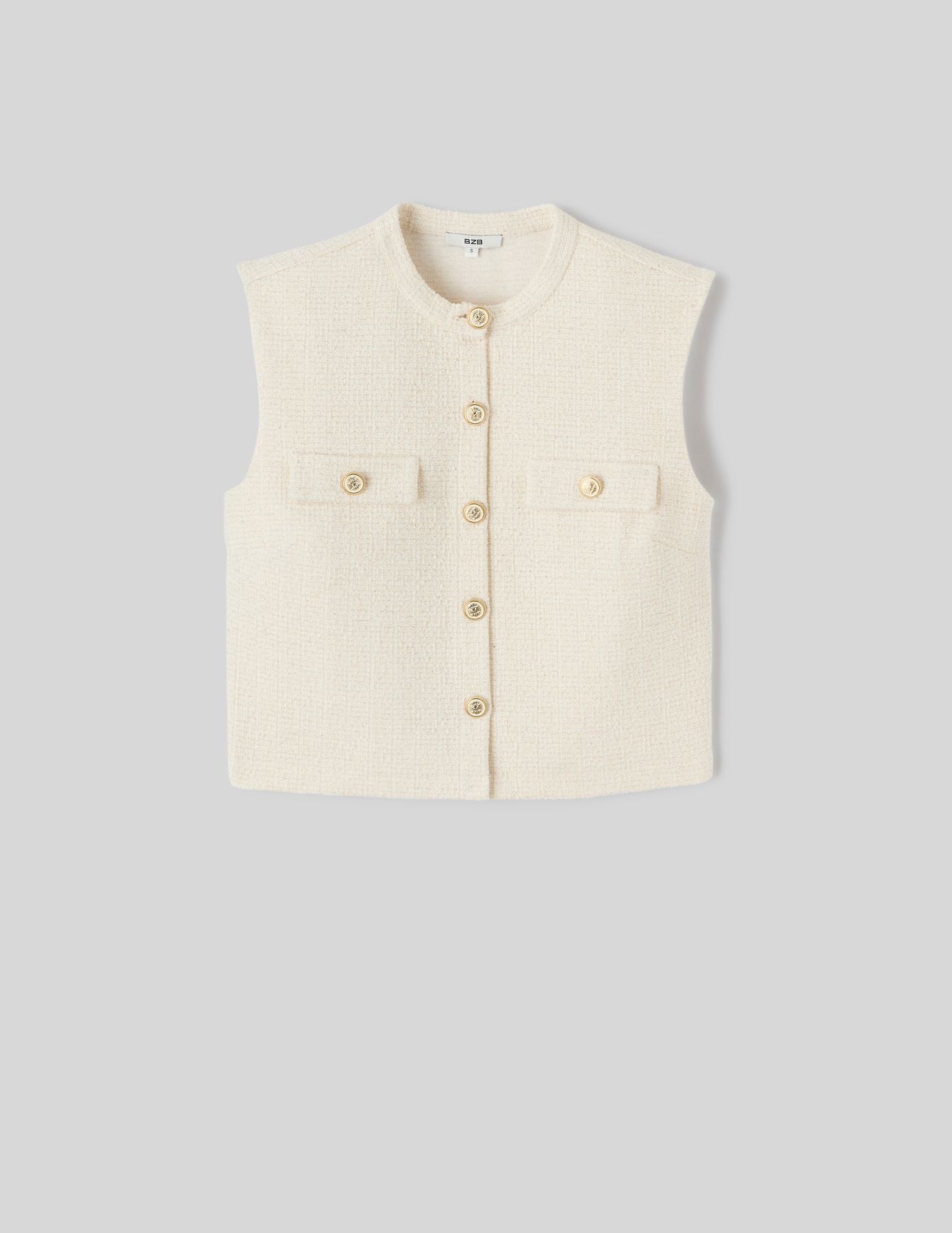 Top sans manches effet tweed