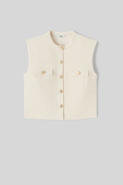 Top sans manches effet tweed
