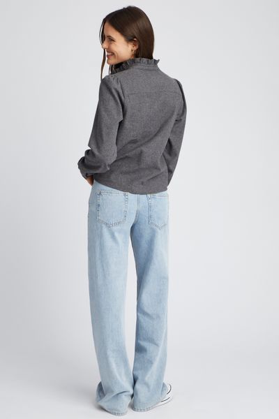 Chemise col montant en flanelle