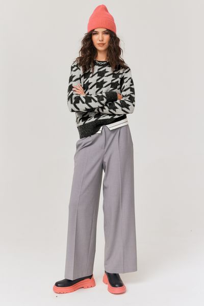 Pull jacquard pied-de-poule