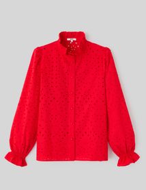 Chemise col montant broderie anglaise