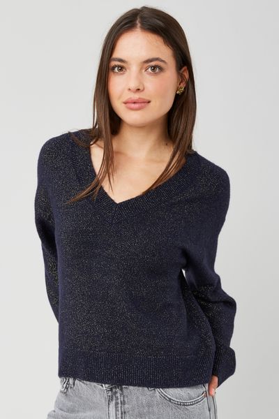 Pull col V pailleté