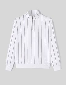 Sweat col montant rayures