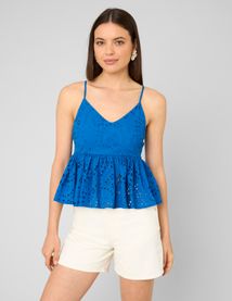Top fines bretelles en broderie anglaise