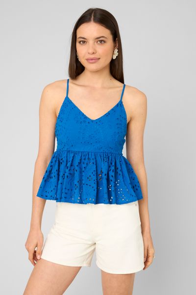 Top fines bretelles en broderie anglaise