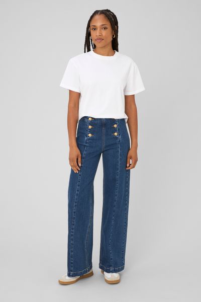 Jean wide leg boutonn&eacute;