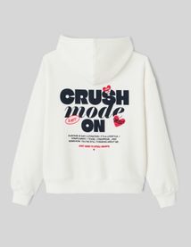 Sweat col capuche imprimé devant / dos