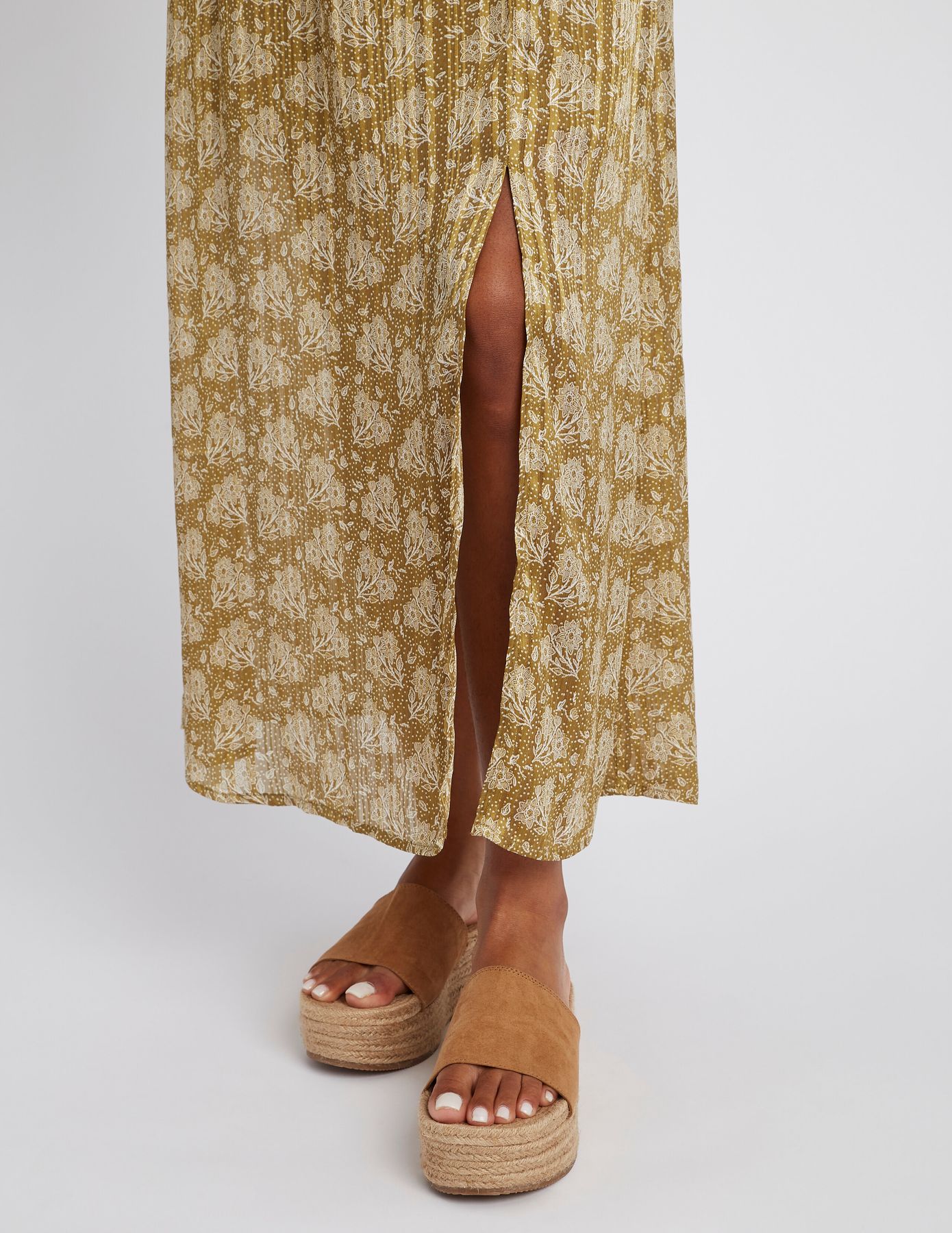 Robe longue imprim&eacute;e en polyester recycl&eacute;