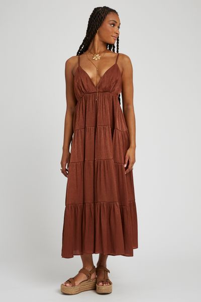 Robe fluide longue à étages