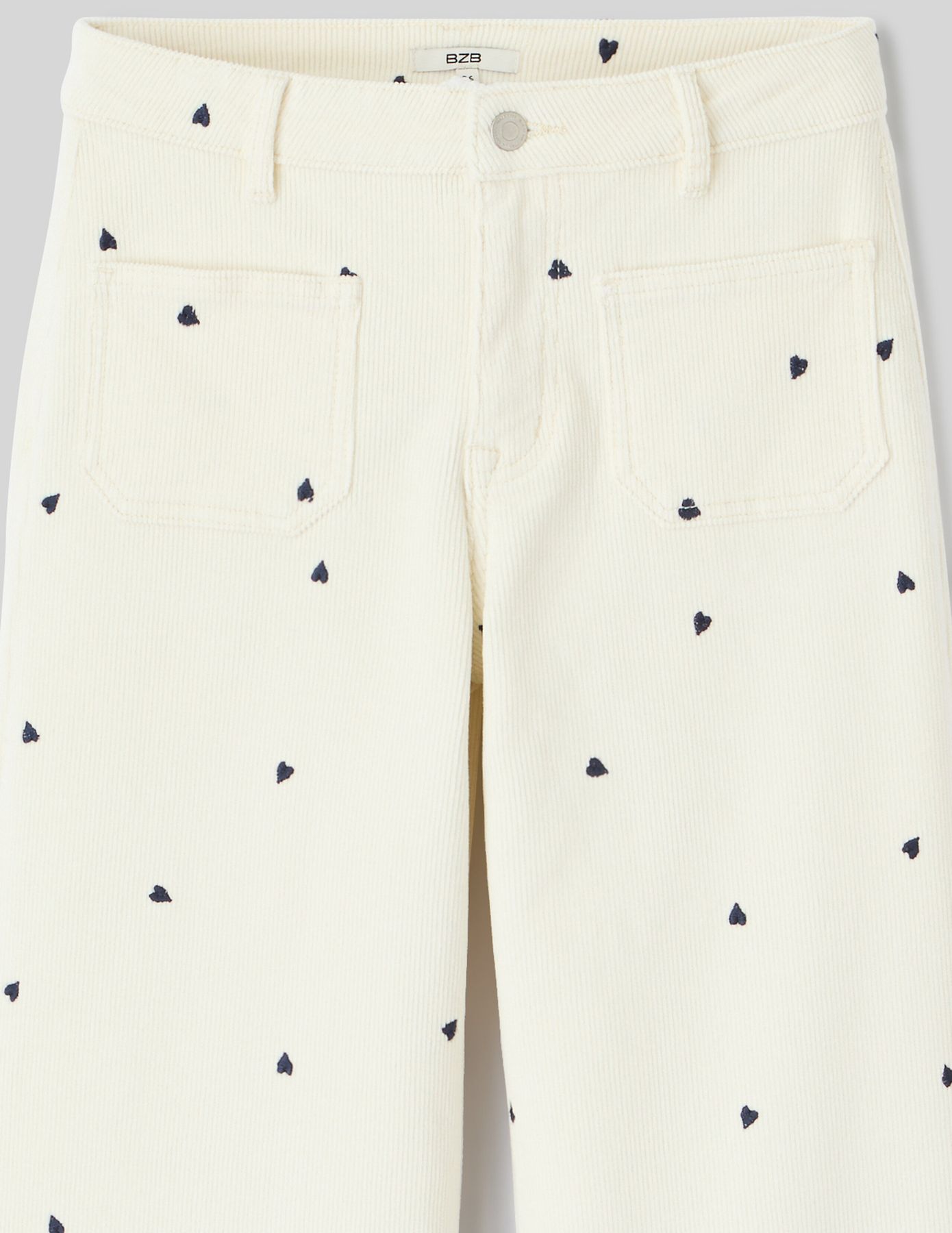 Pantalon velours brodé coeur