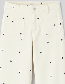 Pantalon velours brodé coeur