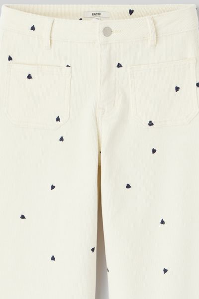 Pantalon velours brodé coeur