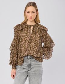 Blouse imprim&eacute;e &agrave; volants