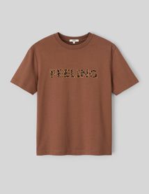 T-shirt broderie poitrine léopard