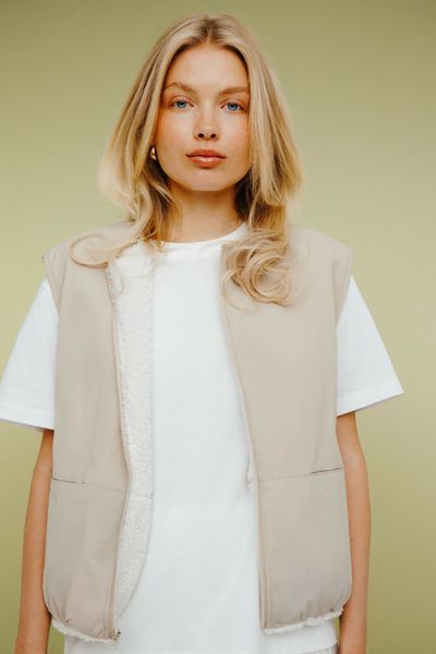 Gilet r&eacute;versible sans manches sherpa