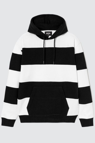 Sweat &agrave; capuche macro rayures