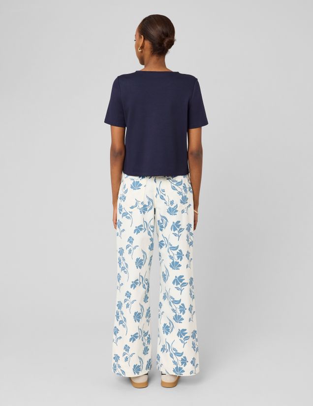 Jean straight imprim&eacute; fleurs