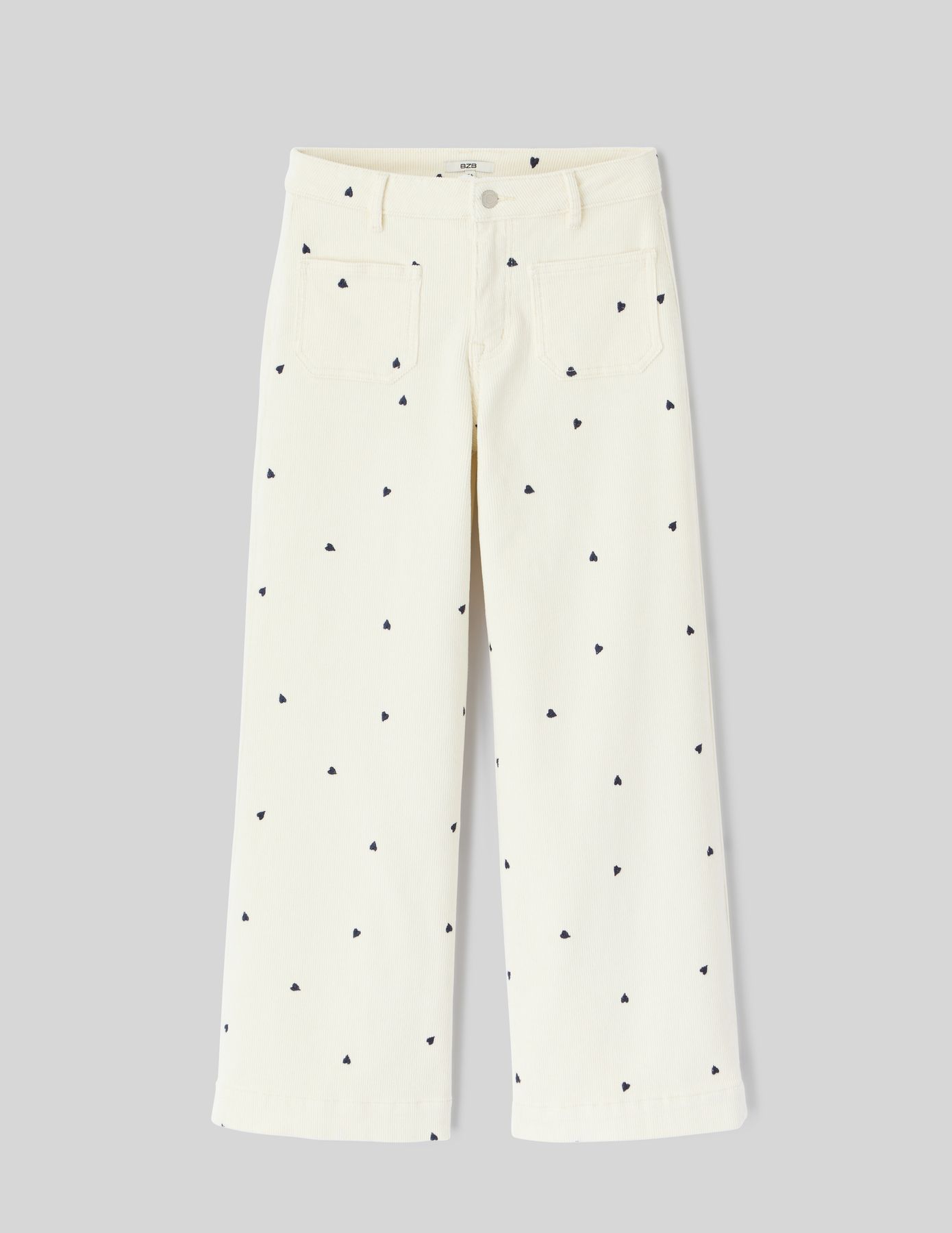 Pantalon velours brodé coeur