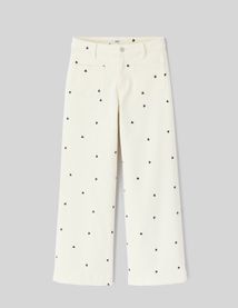 Pantalon velours brodé coeur