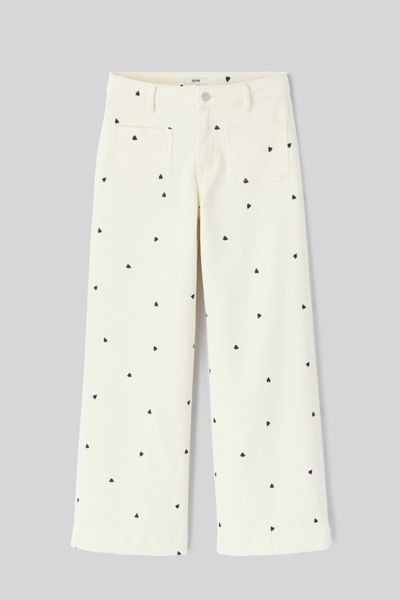 Pantalon velours brodé coeur