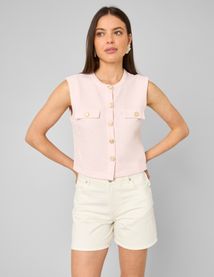 Top sans manches en tweed