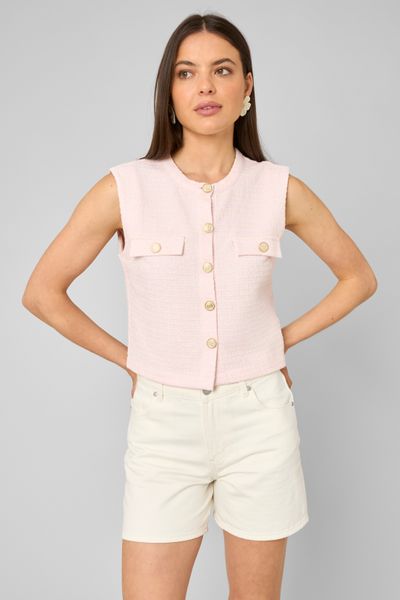 Top sans manches en tweed