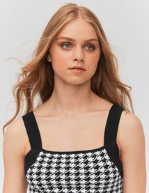 Débardeur tricot motif pied-de-poule