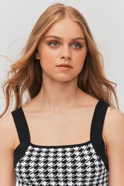 Débardeur tricot motif pied-de-poule