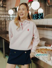 Sweat brod&eacute; &agrave; col polo