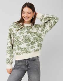 Pull col rond jacquard