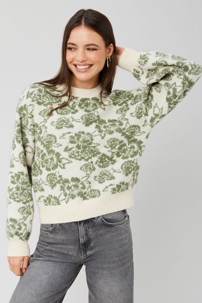 Pull col rond jacquard