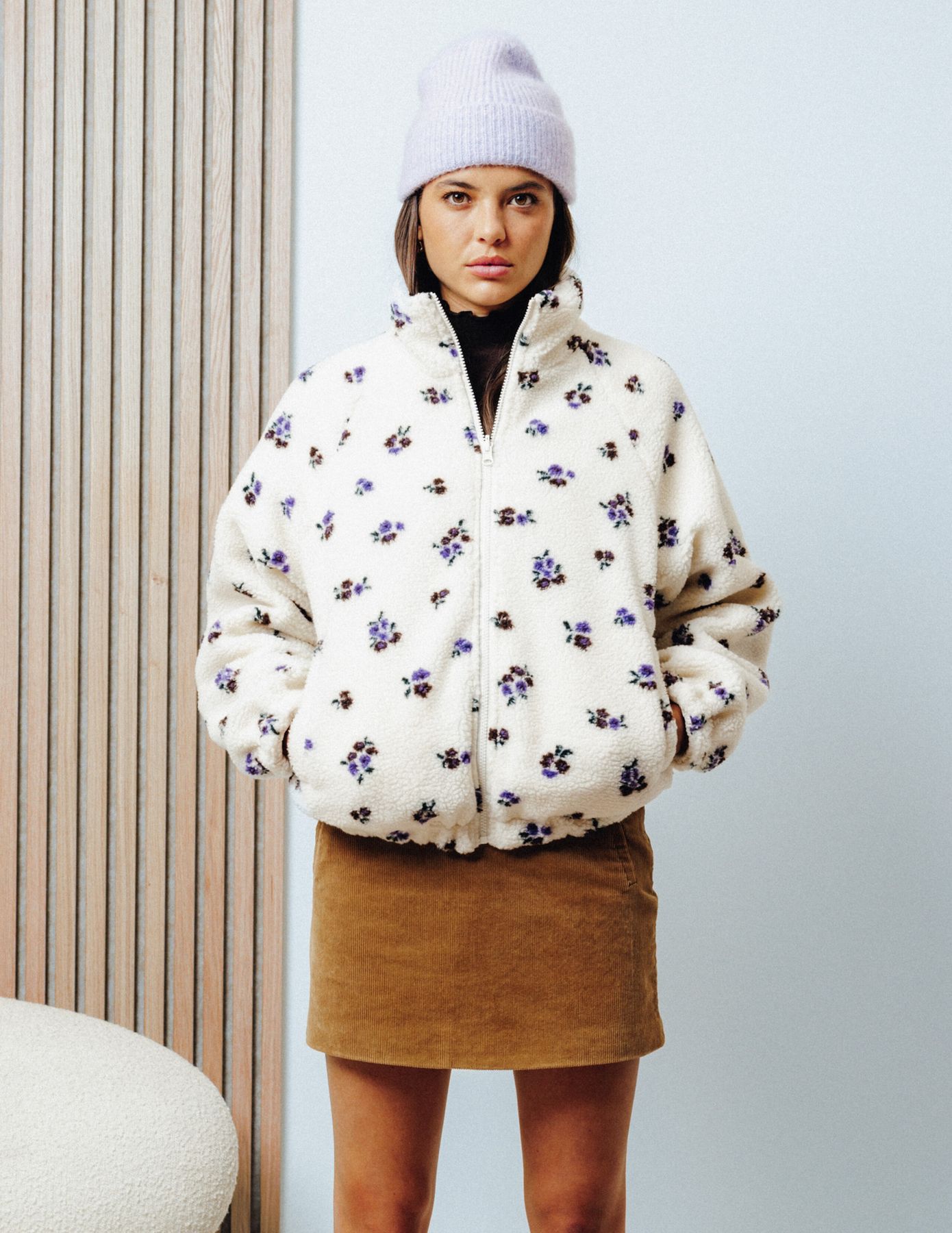 Blouson sherpa imprimé réversible